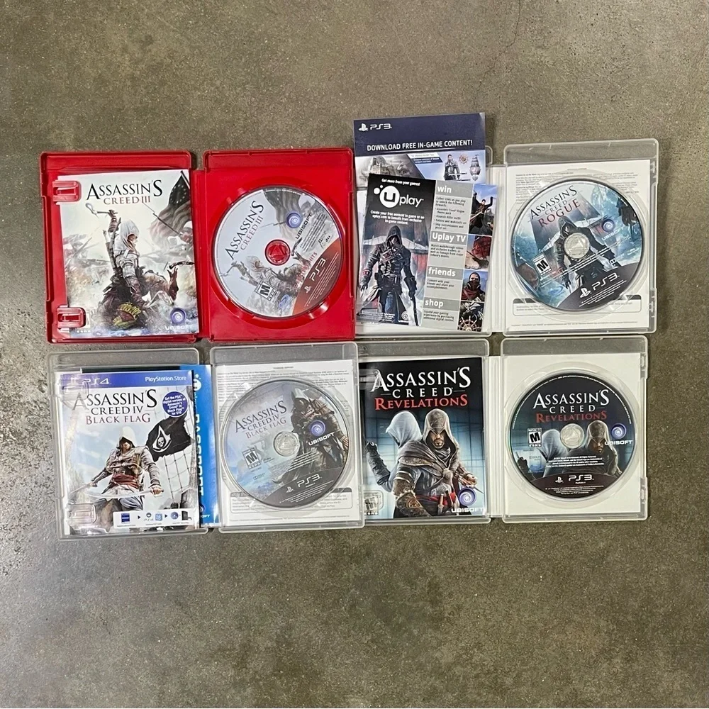 Assassin's Creed PS3 Lot Revelations, Rogue, III & Black Flag CIB